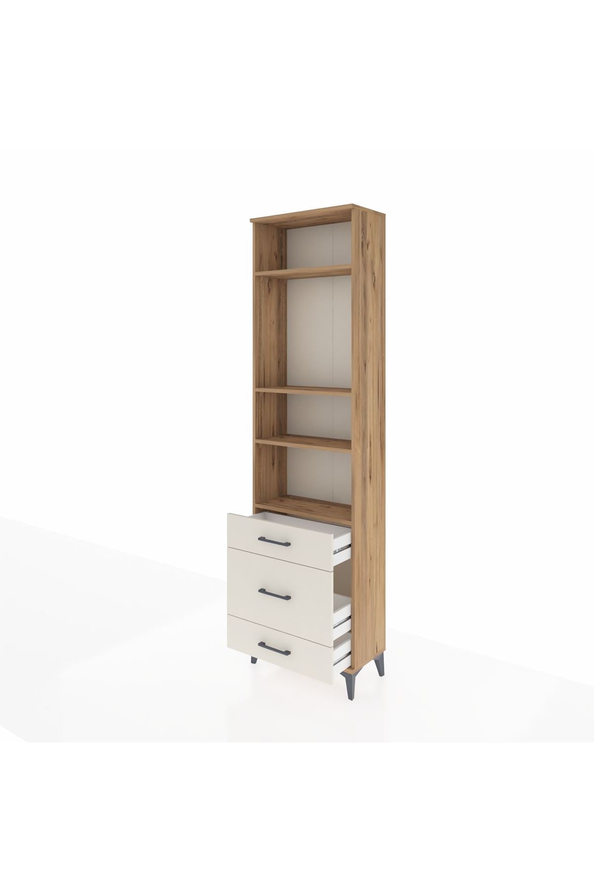 Arges Dolap 4 Raflı 3 Çekmeceli 60x30x221 Çam-Aytaşı