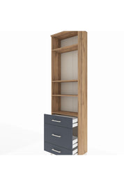 Arges Dolap 4 Raflı 3 Çekmeceli 60x30x221 Çam-Antrasit