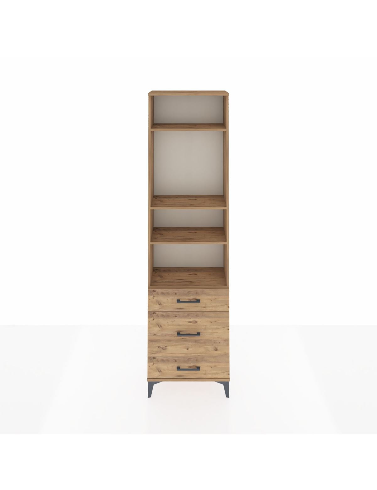 Arges Dolap 4 Raflı 3 Çekmeceli 60x30x221 Çam-Çam