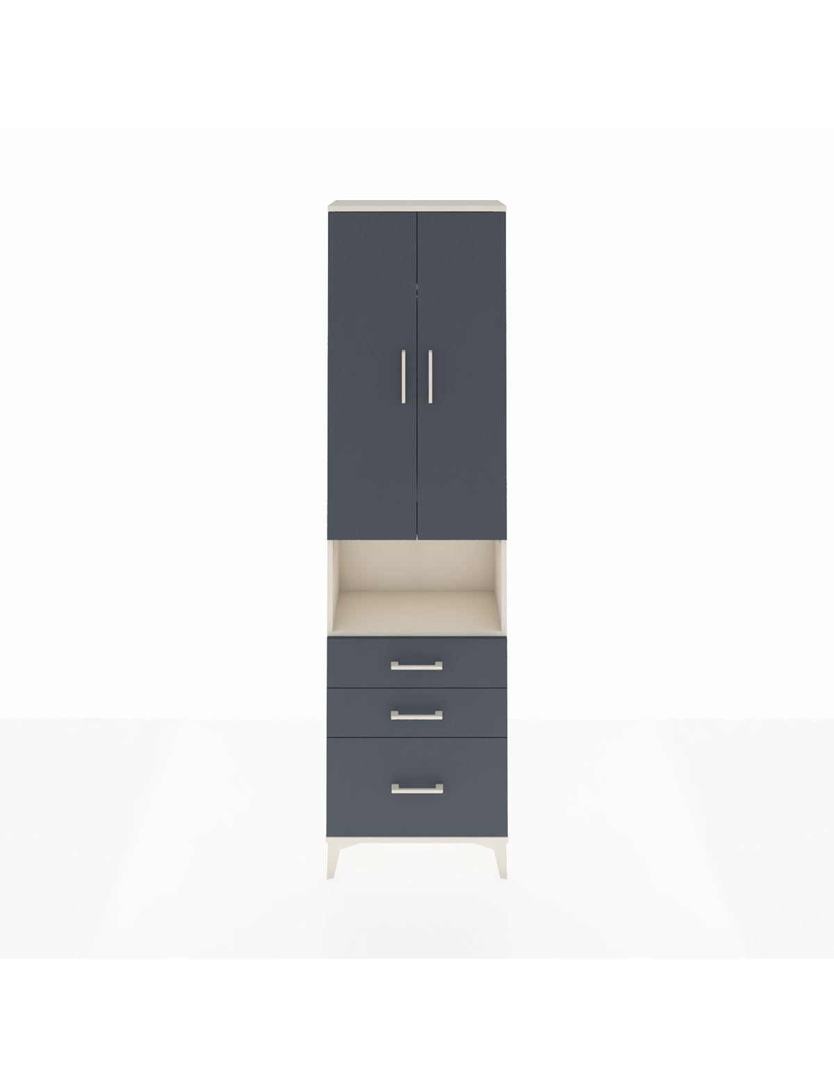 Arges Dolap 3 Raflı 3 Çekmeceli Tek Askılı 60x30x221 Aytaşı-Antrasit