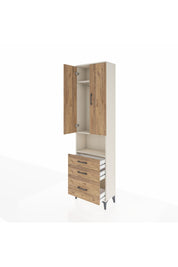 Arges Dolap 3 Raflı 3 Çekmeceli Tek Askılı 60x30x221 Aytaşı-Çam