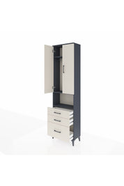 Arges Dolap 3 Raflı 3 Çekmeceli Tek Askılı 60x30x221 Antrasit-Aytaşı