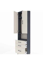 Arges Dolap 3 Raflı 3 Çekmeceli Tek Askılı 60x30x221 Antrasit-Aytaşı