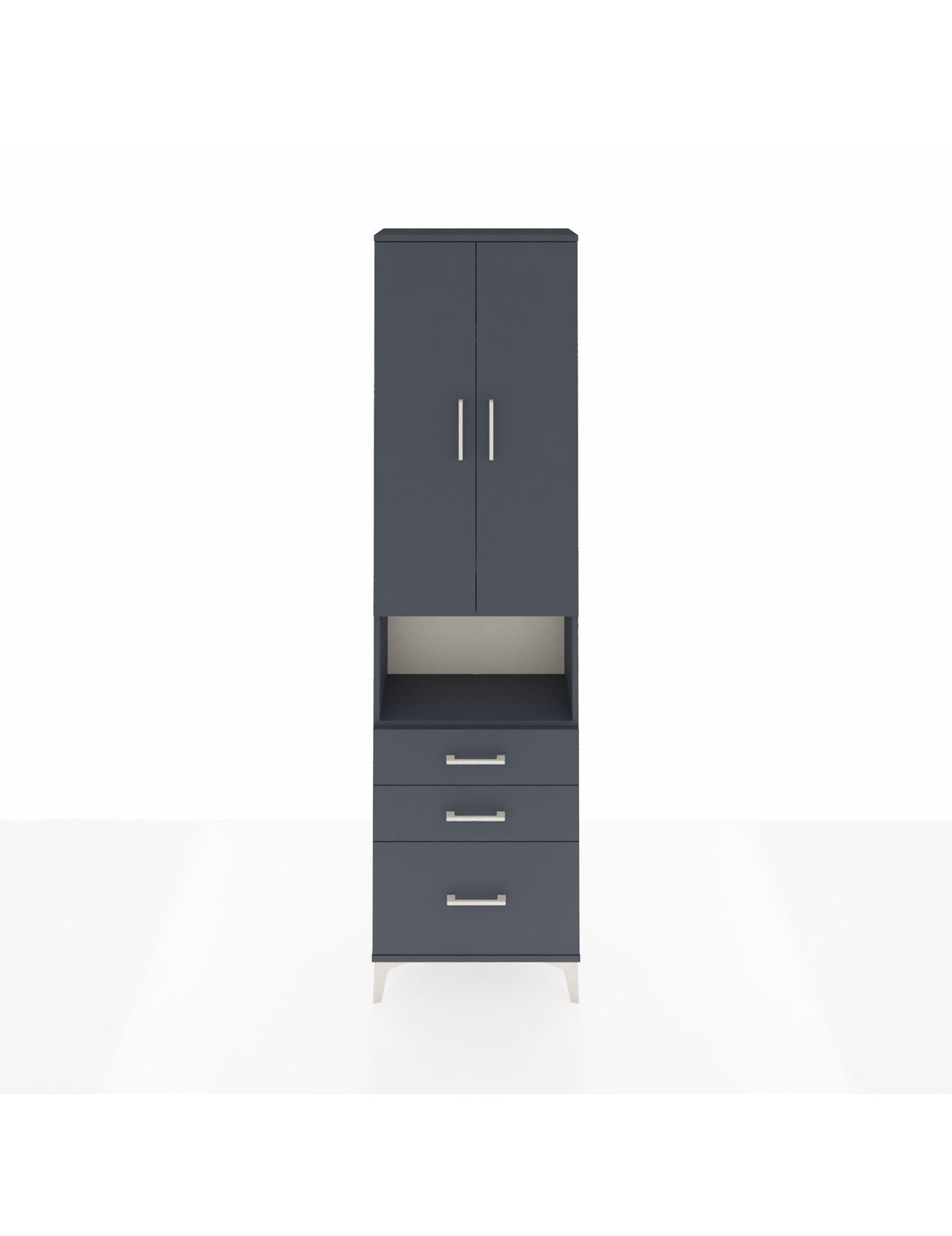 Arges Dolap 3 Raflı 3 Çekmeceli Tek Askılı 60x30x221 Antrasit-Antrasit