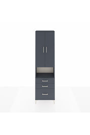 Arges Dolap 3 Raflı 3 Çekmeceli Tek Askılı 60x30x221 Antrasit-Antrasit