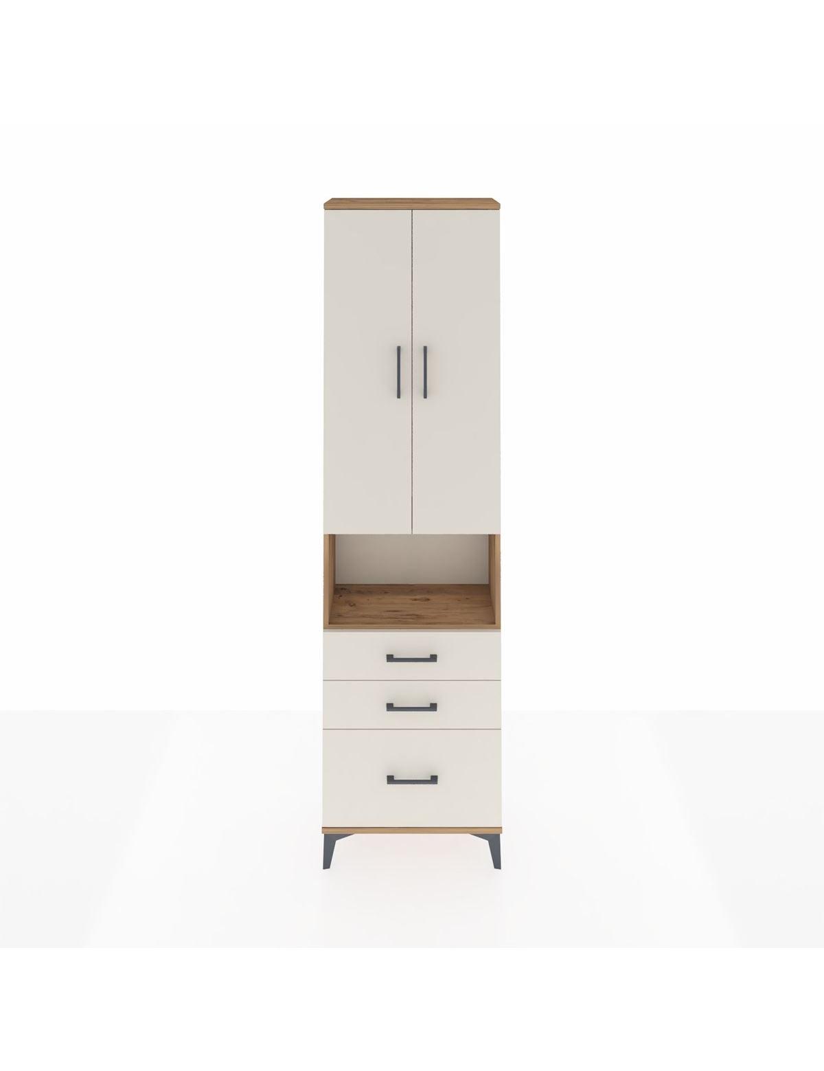 Arges Dolap 3 Raflı 3 Çekmeceli Tek Askılı 60x30x221 Çam-Aytaşı