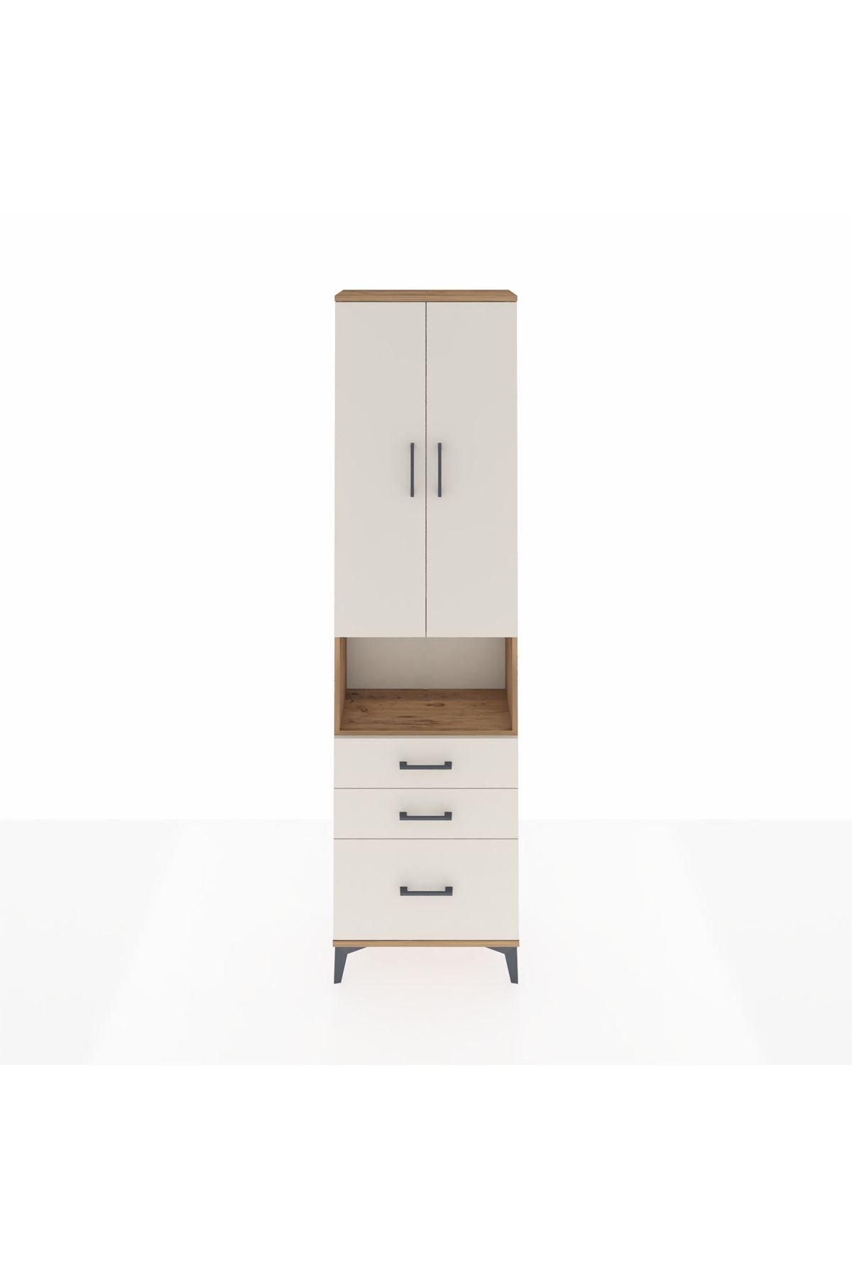 Arges Dolap 3 Raflı 3 Çekmeceli Tek Askılı 60x30x221 Çam-Aytaşı