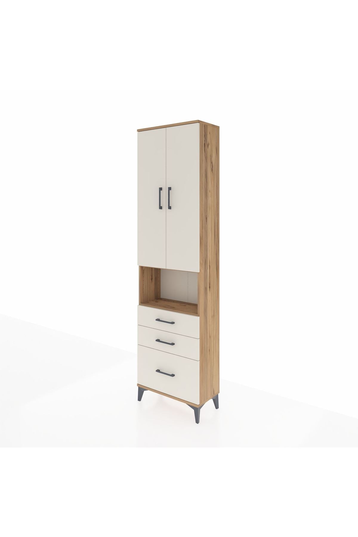 Arges Dolap 3 Raflı 3 Çekmeceli Tek Askılı 60x30x221 Çam-Aytaşı