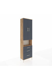 Arges Dolap 3 Raflı 3 Çekmeceli Tek Askılı 60x30x221 Çam-Antrasit