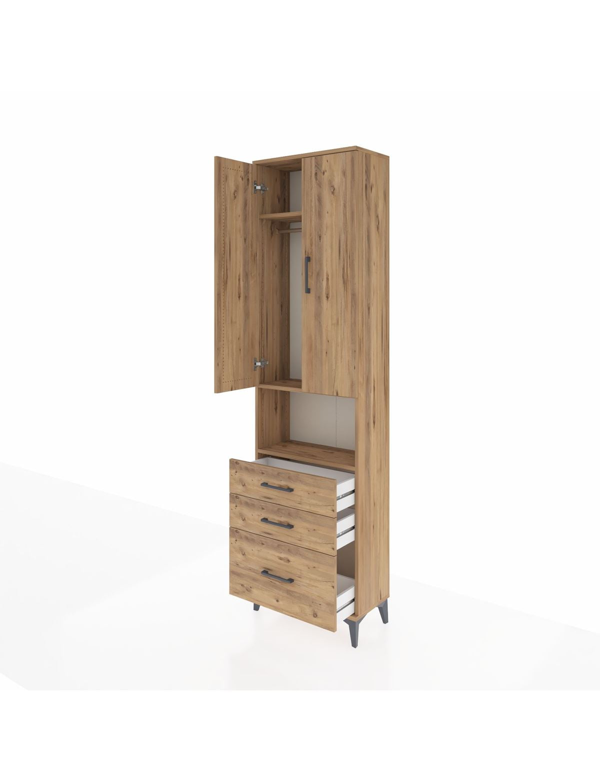 Arges Dolap 3 Raflı 3 Çekmeceli Tek Askılı 60x30x221 - S29M181V9A