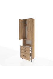 Arges Dolap 3 Raflı 3 Çekmeceli Tek Askılı 60x30x221 Çam-Çam