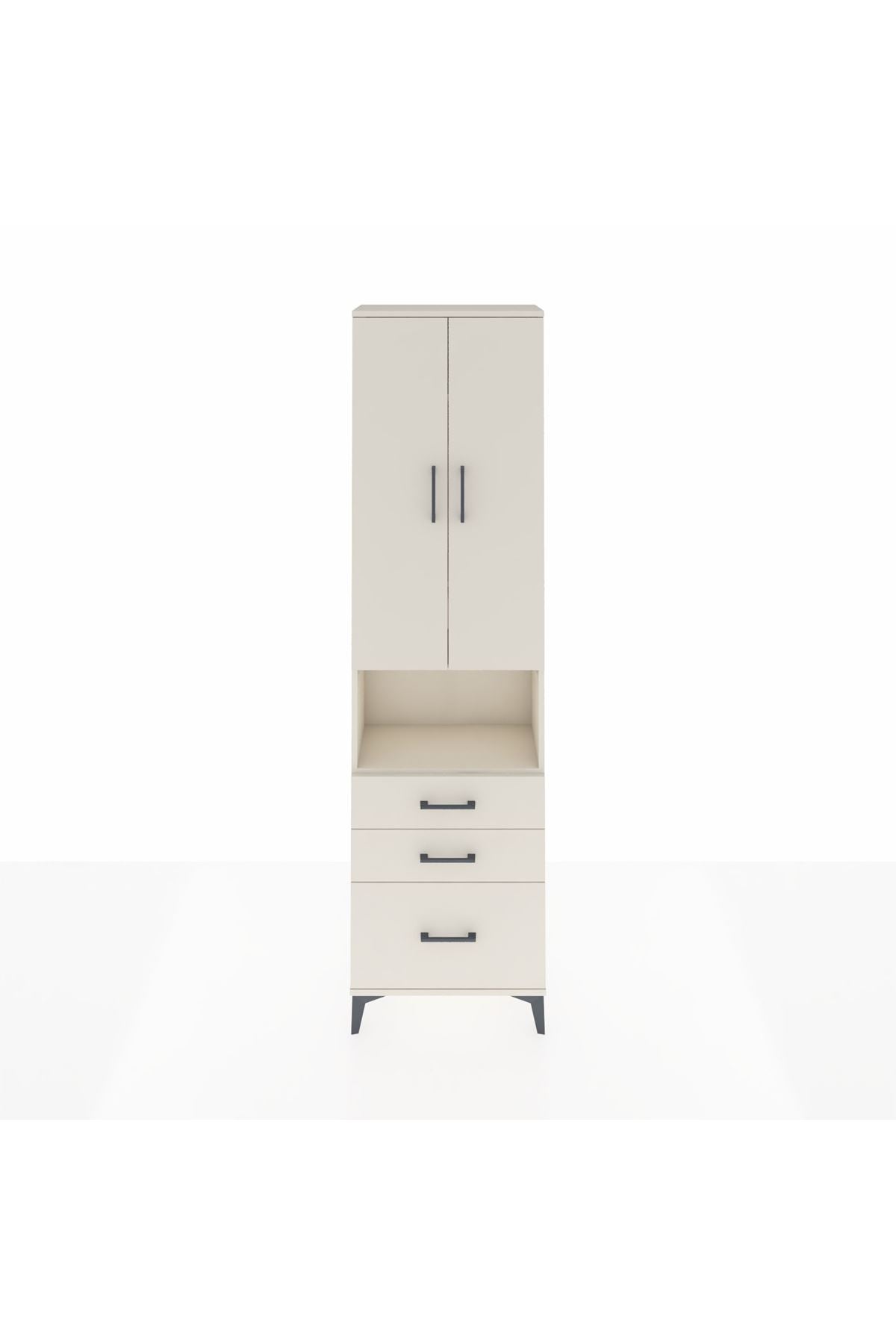 Arges Dolap 4 Raflı 3 Çekmeceli 2 Kapaklı 60x30x221 Aytaşı-Aytaşı