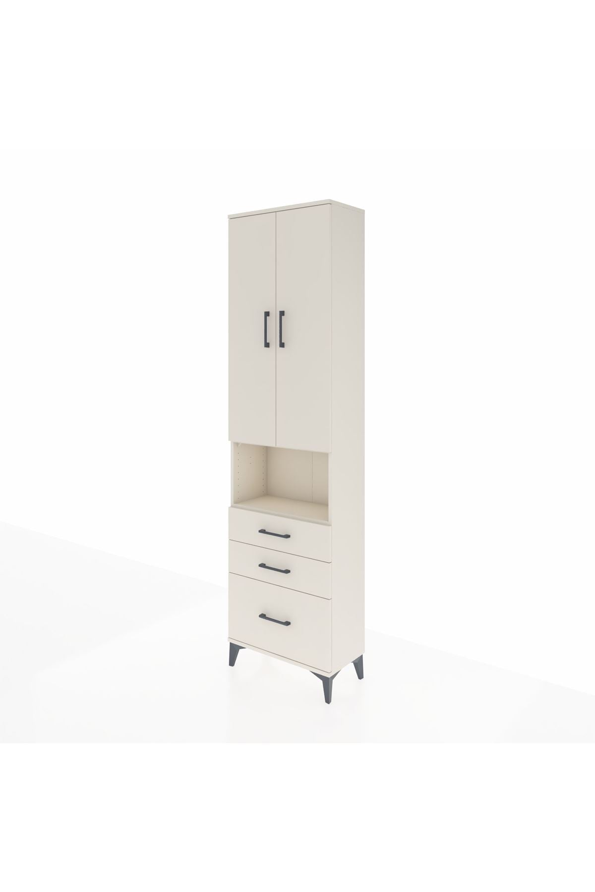 Arges Dolap 4 Raflı 3 Çekmeceli 2 Kapaklı 60x30x221 Aytaşı-Aytaşı