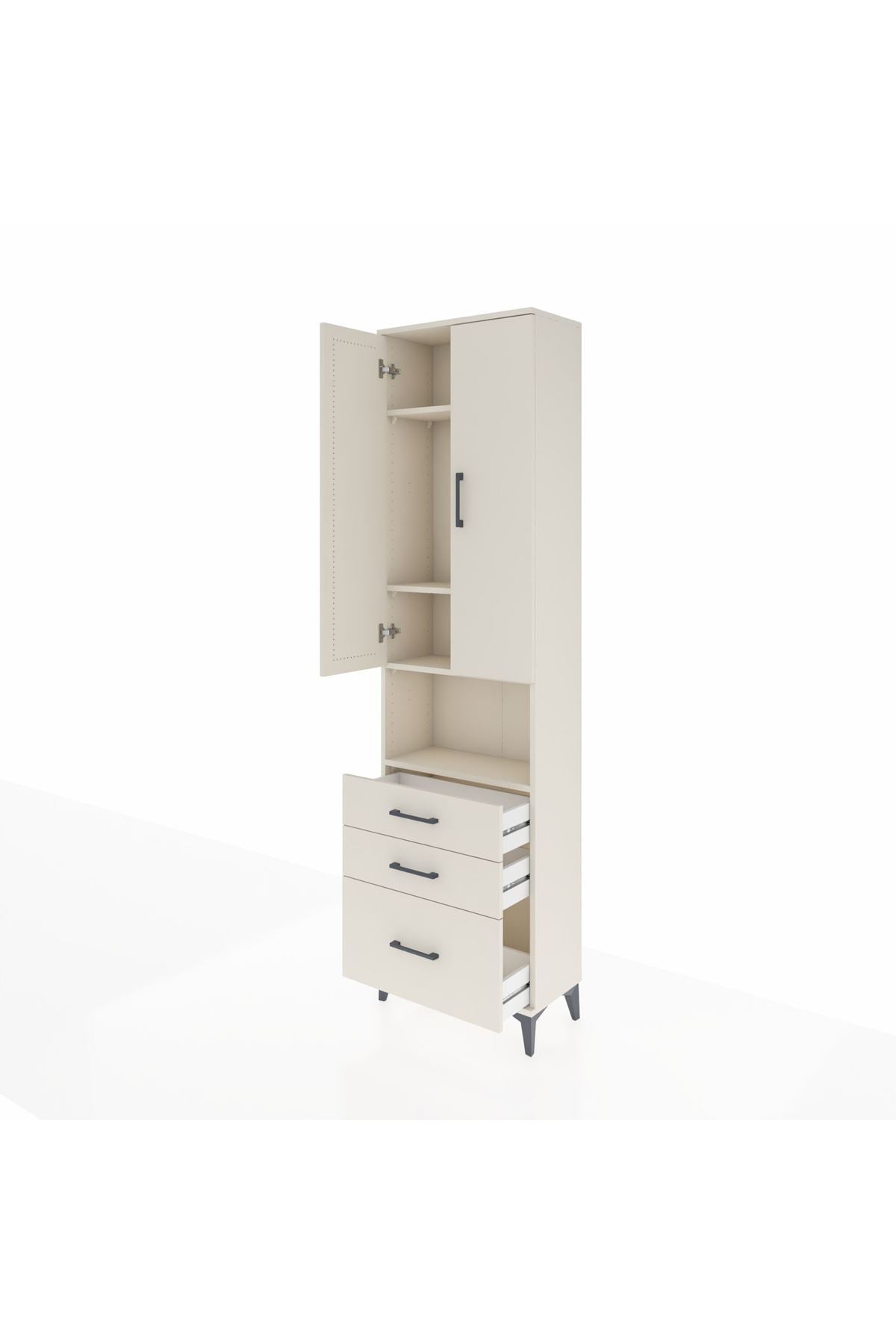 Arges Dolap 4 Raflı 3 Çekmeceli 2 Kapaklı 60x30x221 Aytaşı-Aytaşı