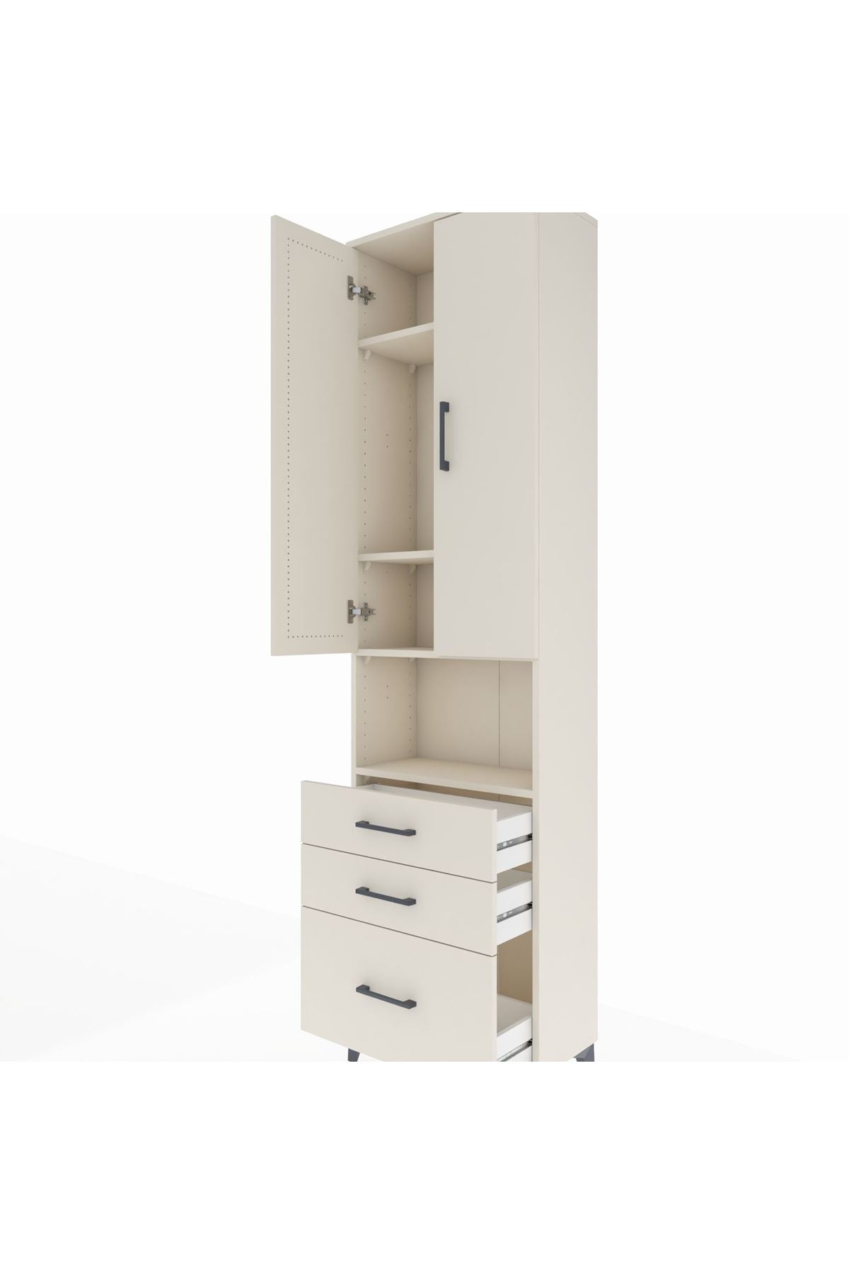 Arges Dolap 4 Raflı 3 Çekmeceli 2 Kapaklı 60x30x221 Aytaşı-Aytaşı