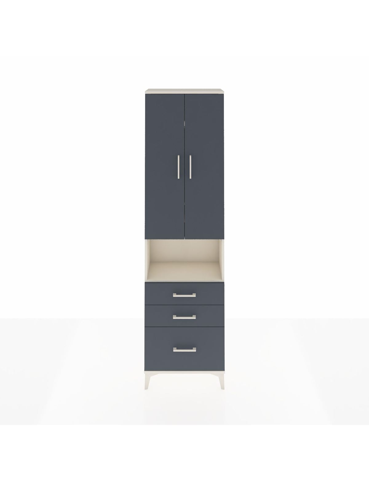 Arges Dolap 4 Raflı 3 Çekmeceli 2 Kapaklı 60x30x221 Aytaşı-Antrasit