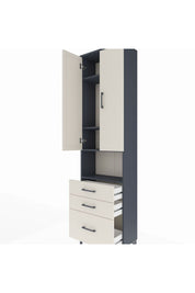 Arges Dolap 4 Raflı 3 Çekmeceli 2 Kapaklı 60x30x221 Antrasit-Aytaşı