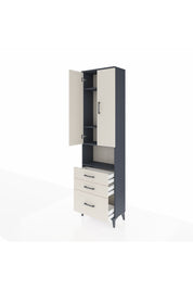 Arges Dolap 4 Raflı 3 Çekmeceli 2 Kapaklı 60x30x221 Antrasit-Aytaşı