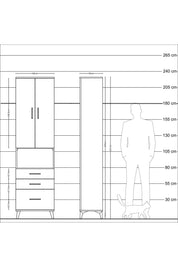 Arges Dolap 4 Raflı 3 Çekmeceli 2 Kapaklı 60x30x221 Antrasit-Aytaşı