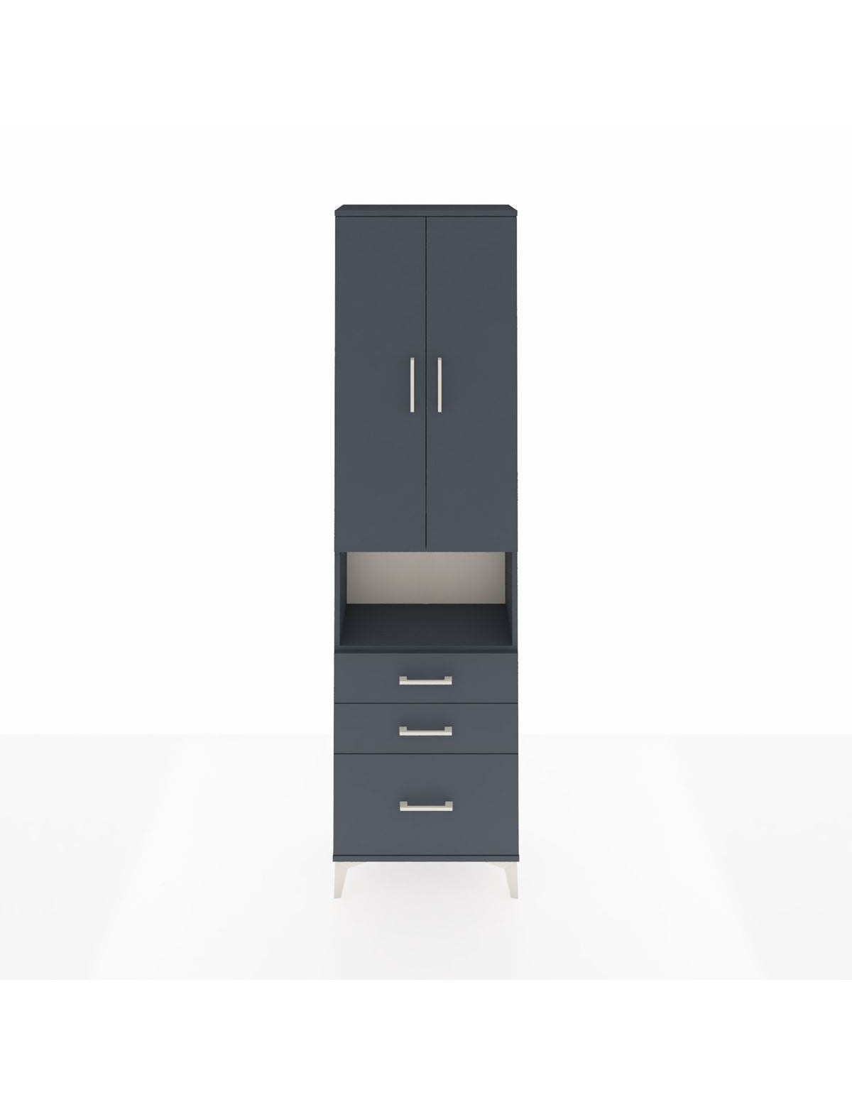 Arges Dolap 4 Raflı 3 Çekmeceli 2 Kapaklı 60x30x221 Antrasit-Antrasit