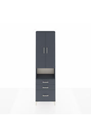 Arges Dolap 4 Raflı 3 Çekmeceli 2 Kapaklı 60x30x221 Antrasit-Antrasit