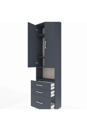 Arges Dolap 4 Raflı 3 Çekmeceli 2 Kapaklı 60x30x221 Antrasit-Antrasit