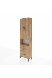 Arges Dolap 4 Raflı 3 Çekmeceli 2 Kapaklı 60x30x221 Çam-Çam