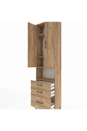 Arges Dolap 4 Raflı 3 Çekmeceli 2 Kapaklı 60x30x221 Çam-Çam