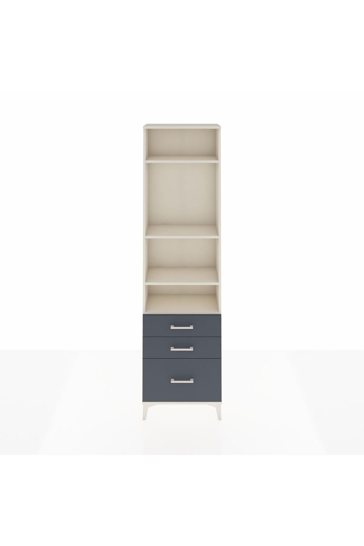 Arges Dolap 4 Raflı 3 Çekmeceli 60x30x221 Aytaşı-Antrasit