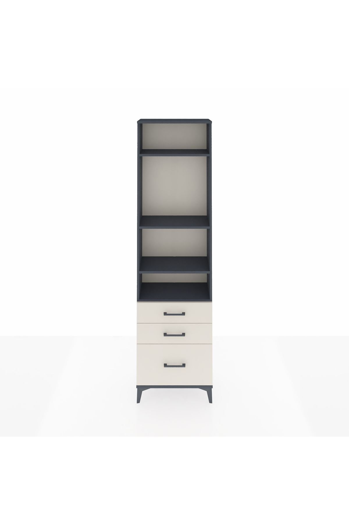 Arges Dolap 4 Raflı 3 Çekmeceli 60x30x221 Antrasit-Aytaşı