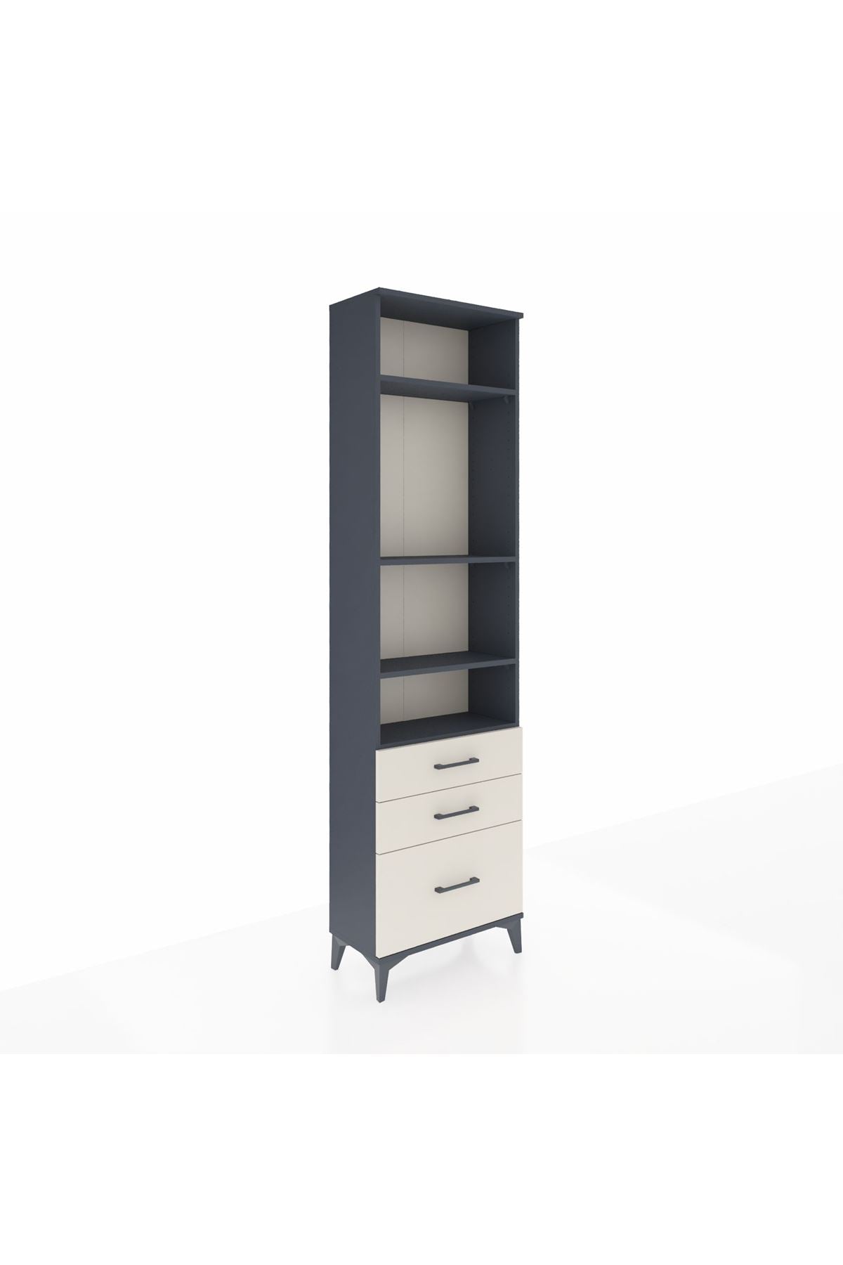 Arges Dolap 4 Raflı 3 Çekmeceli 60x30x221 Antrasit-Aytaşı