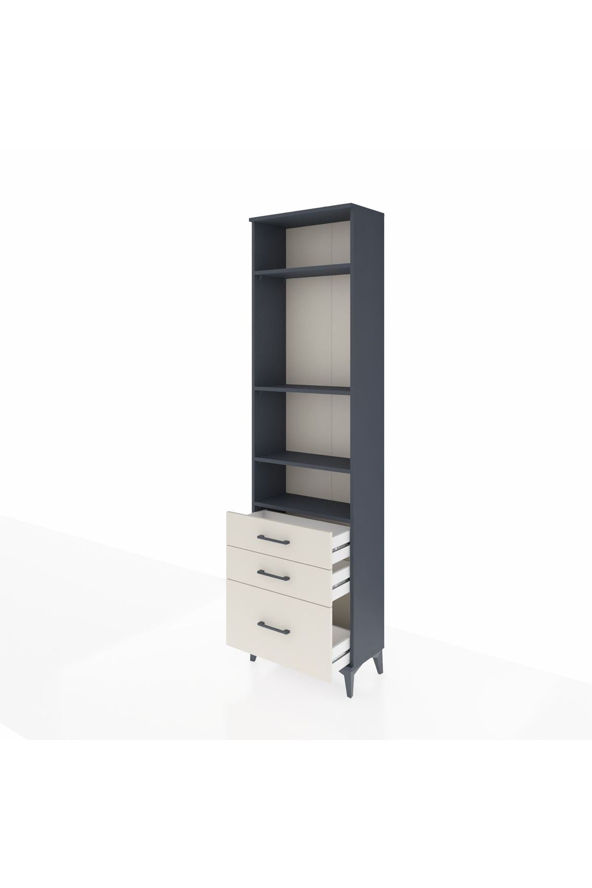 Arges Dolap 4 Raflı 3 Çekmeceli 60x30x221 Antrasit-Aytaşı