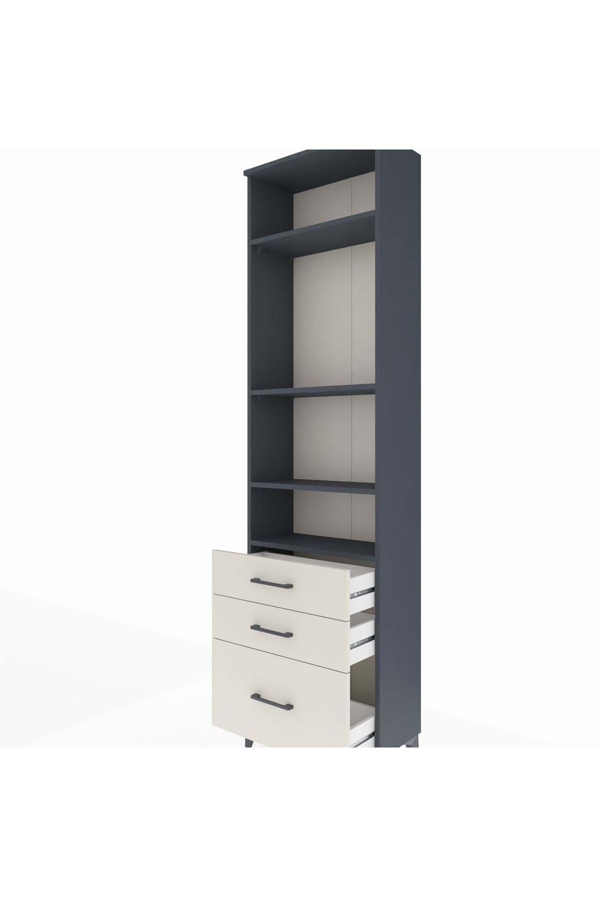 Arges Dolap 4 Raflı 3 Çekmeceli 60x30x221 Antrasit-Aytaşı