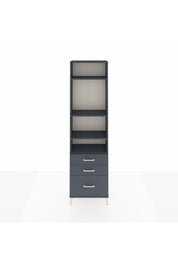 Arges Dolap 4 Raflı 3 Çekmeceli 60x30x221 Antrasit-Antrasit