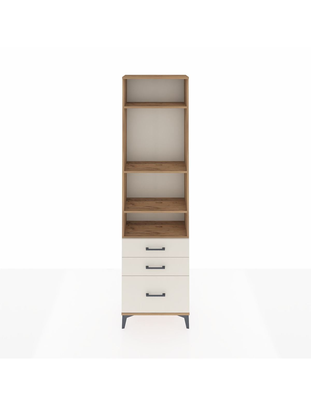 Arges Dolap 4 Raflı 3 Çekmeceli 60x30x221 Çam-Aytaşı