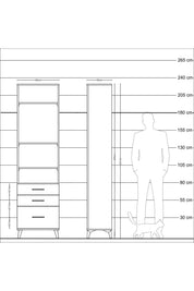 Arges Dolap 4 Raflı 3 Çekmeceli 60x30x221 Çam-Aytaşı