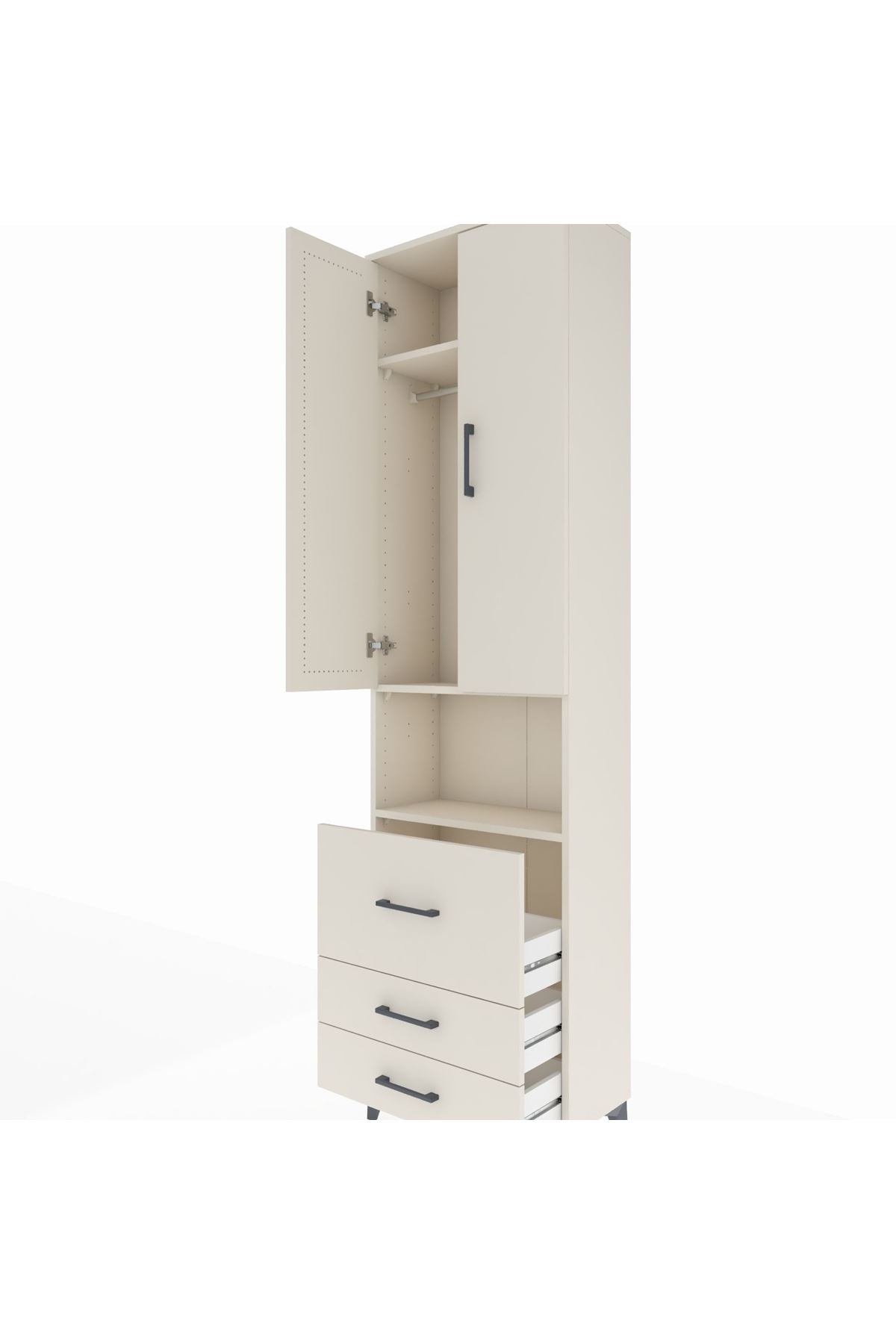 Arges Dolap 3 Raflı 3 Çekmeceli Tek Askılı 60x30x221 Aytaşı-Aytaşı