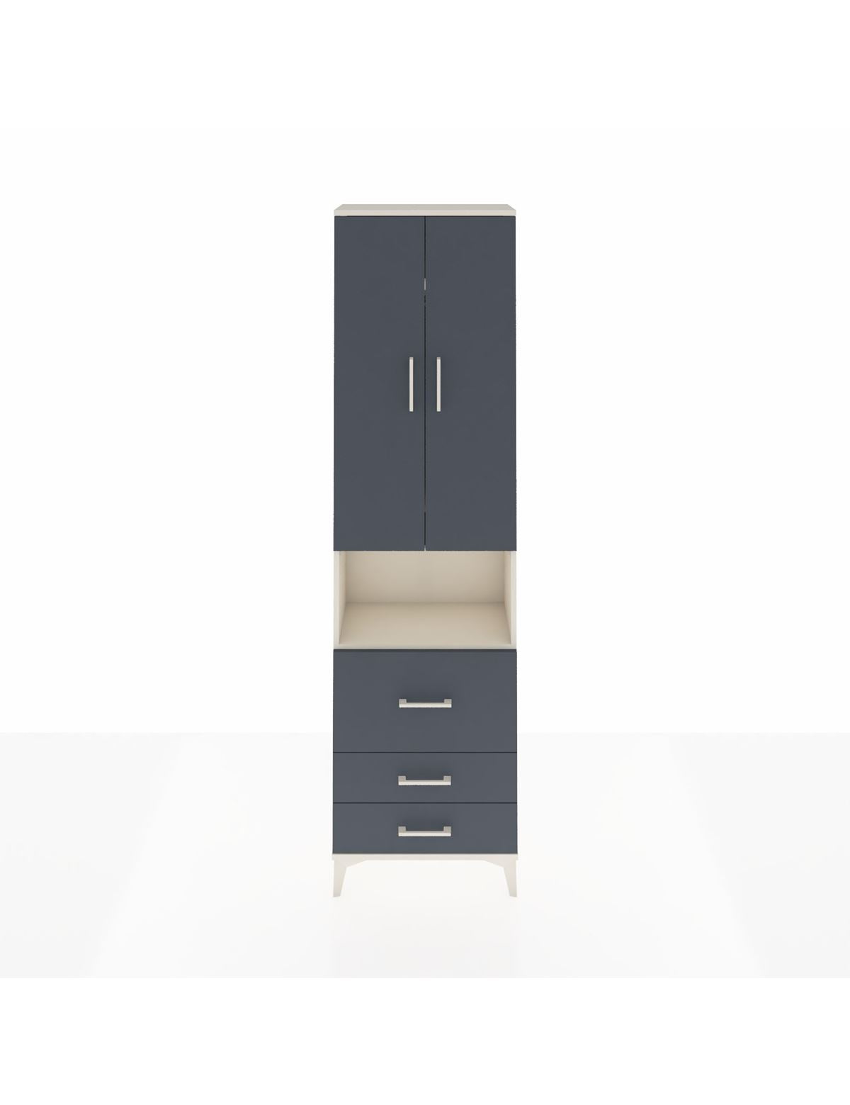 Arges Dolap 3 Raflı 3 Çekmeceli Tek Askılı 60x30x221 Aytaşı-Antrasit