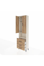 Arges Dolap 3 Raflı 3 Çekmeceli Tek Askılı 60x30x221 Aytaşı-Çam