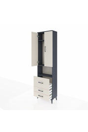 Arges Dolap 3 Raflı 3 Çekmeceli Tek Askılı 60x30x221 Antrasit-Aytaşı