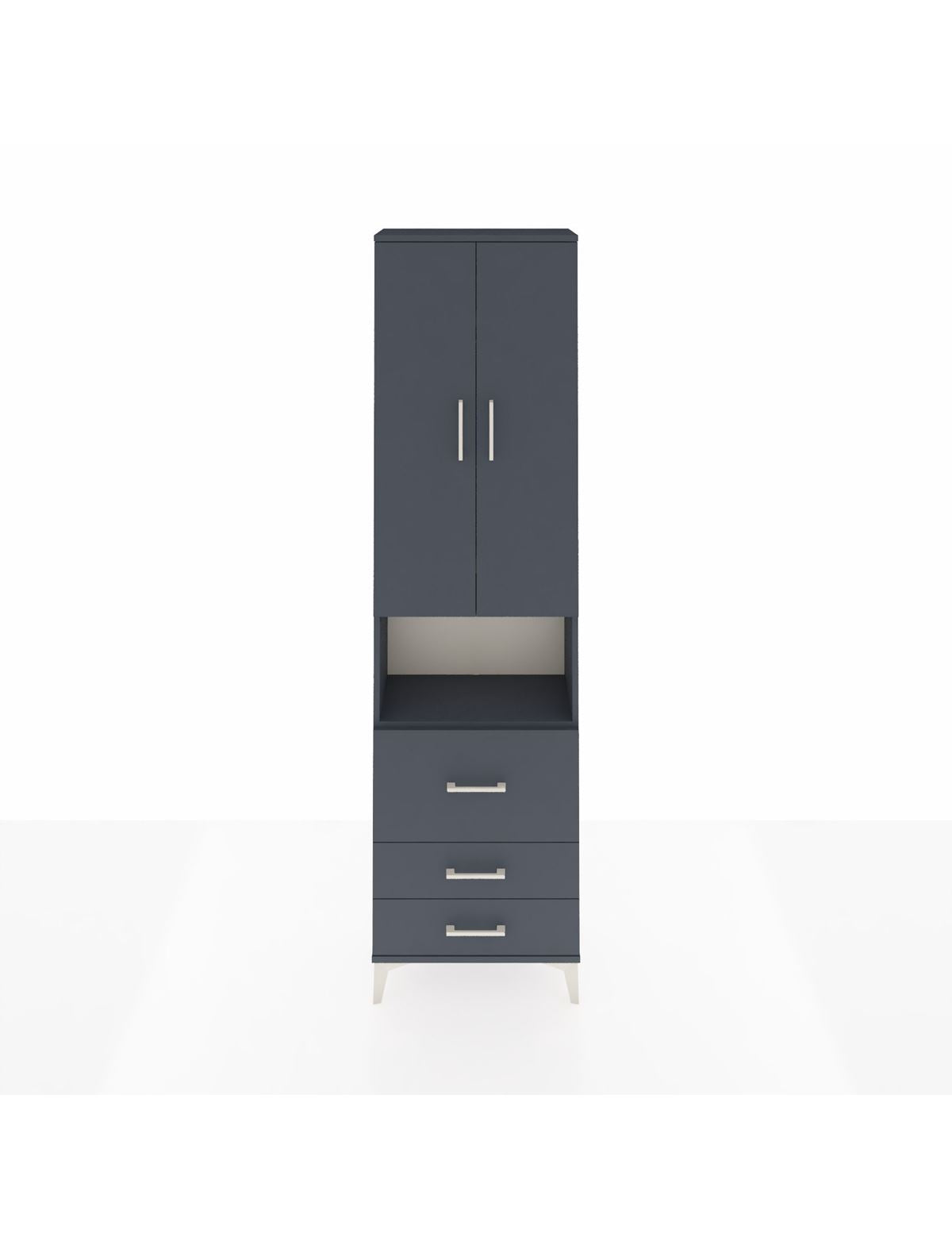 Arges Dolap 3 Raflı 3 Çekmeceli Tek Askılı 60x30x221 Antrasit-Antrasit