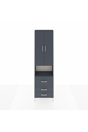 Arges Dolap 3 Raflı 3 Çekmeceli Tek Askılı 60x30x221 Antrasit-Antrasit