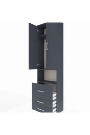 Arges Dolap 3 Raflı 3 Çekmeceli Tek Askılı 60x30x221 Antrasit-Antrasit