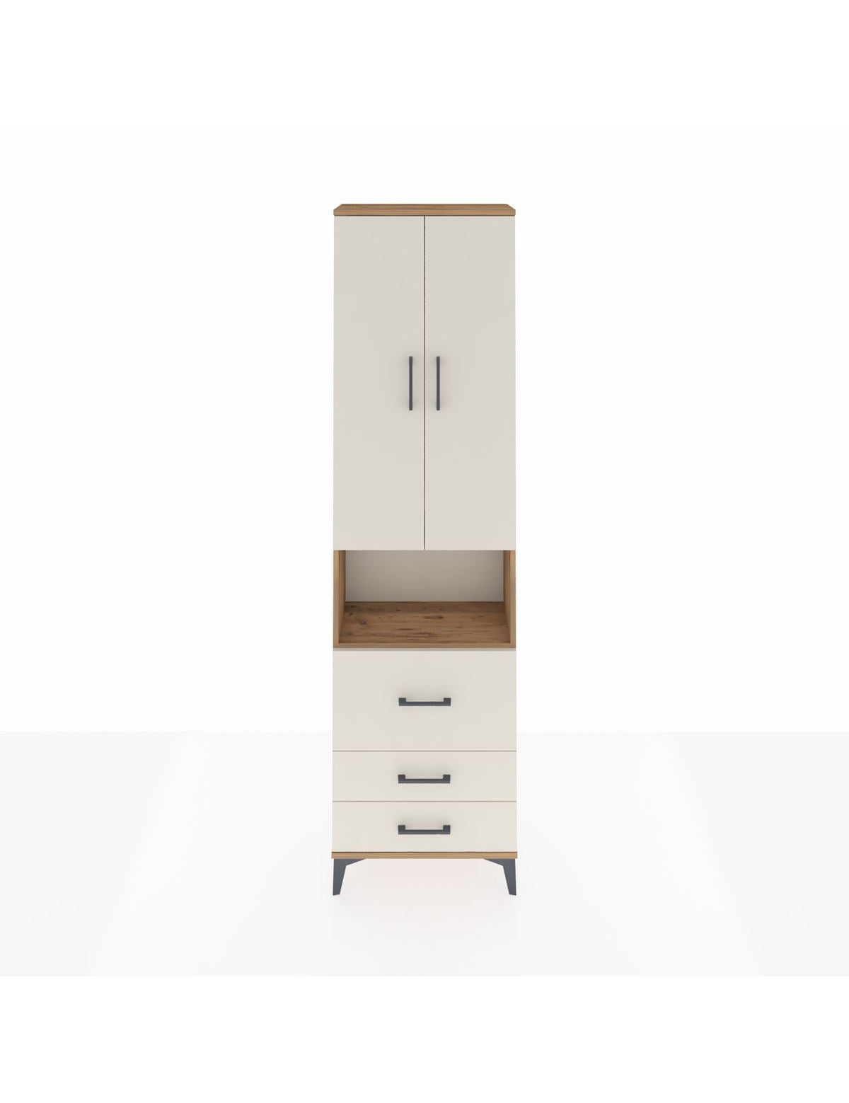 Arges Dolap 3 Raflı 3 Çekmeceli Tek Askılı 60x30x221 Çam-Aytaşı