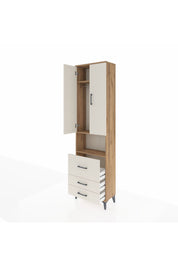 Arges Dolap 3 Raflı 3 Çekmeceli Tek Askılı 60x30x221 Çam-Aytaşı