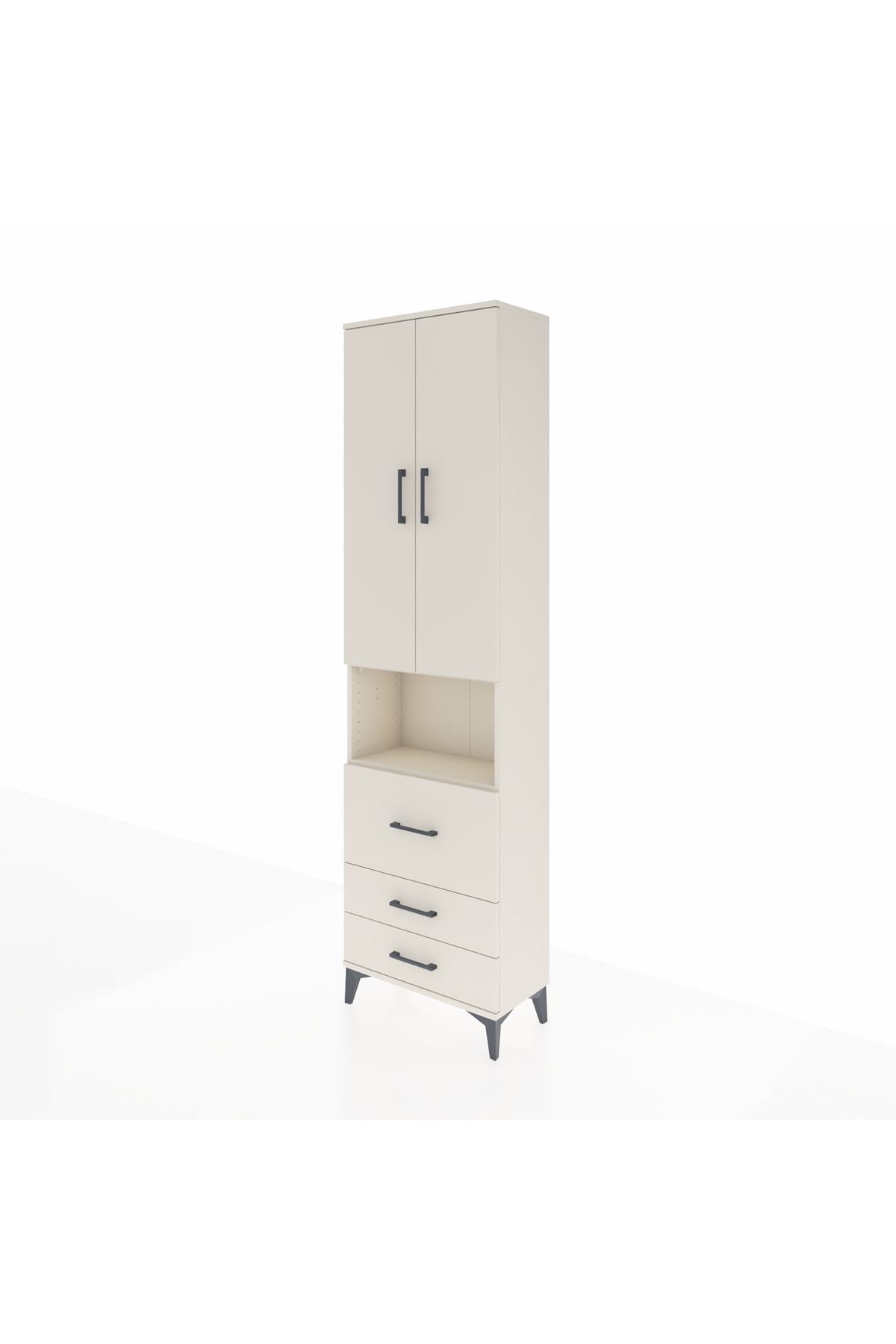 Arges Dolap 4 Raflı 3 Çekmeceli 2 Kapaklı 60x30x221 Aytaşı-Aytaşı