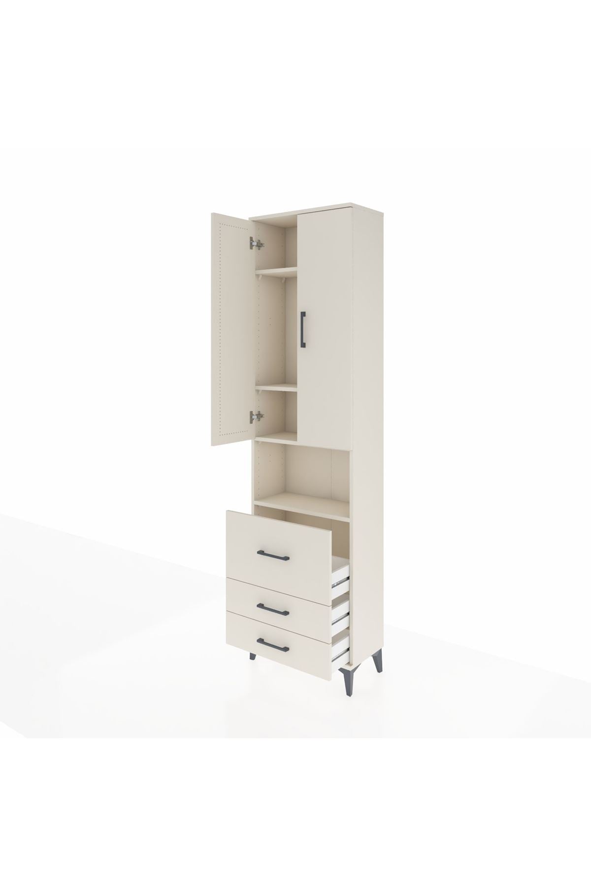 Arges Dolap 4 Raflı 3 Çekmeceli 2 Kapaklı 60x30x221 Aytaşı-Aytaşı