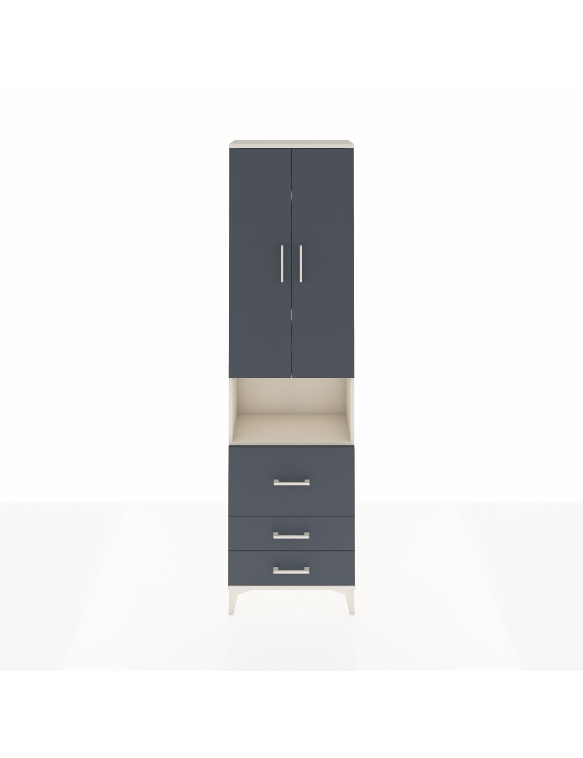 Arges Dolap 4 Raflı 3 Çekmeceli 2 Kapaklı 60x30x221 Aytaşı-Antrasit