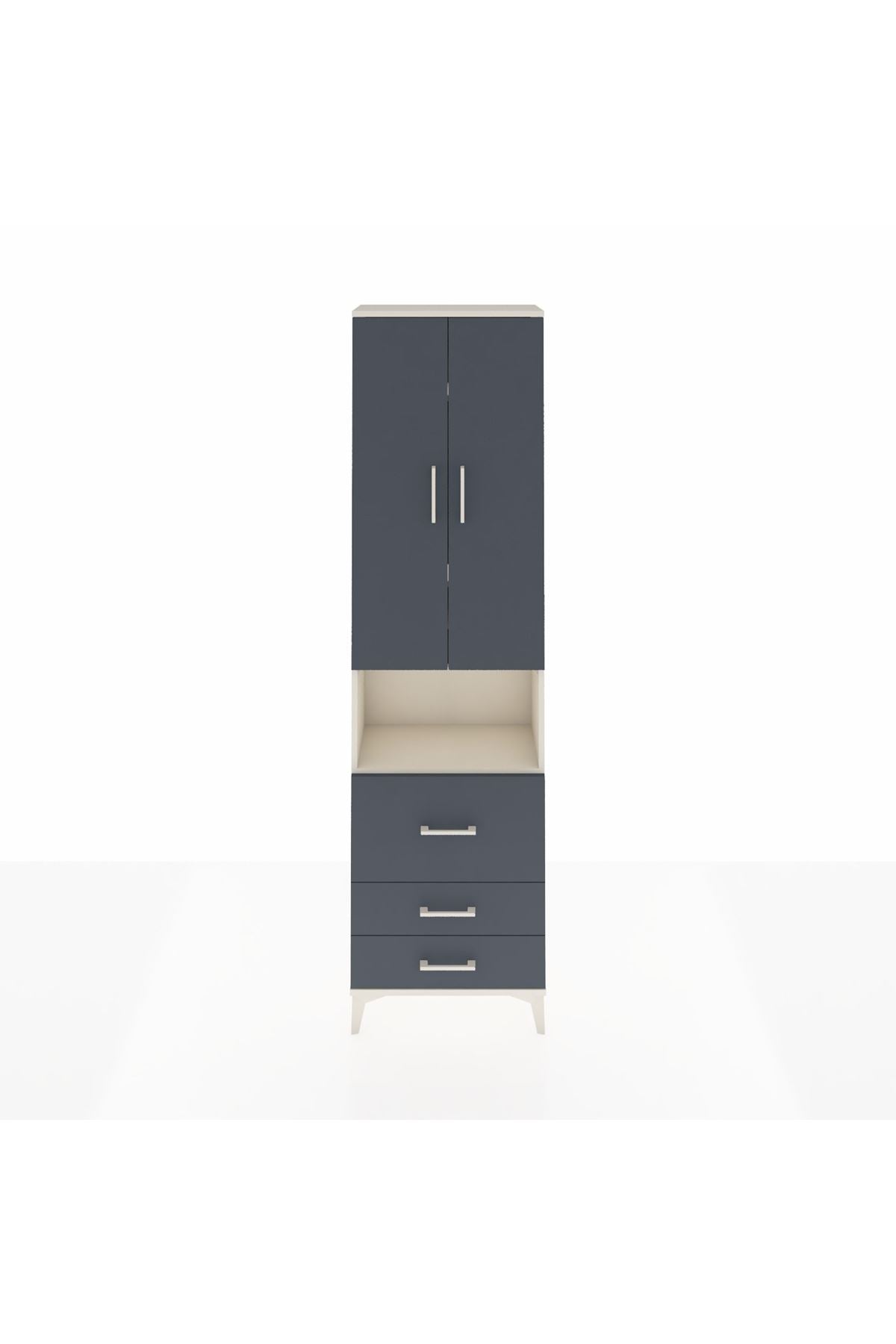 Arges Dolap 4 Raflı 3 Çekmeceli 2 Kapaklı 60x30x221 Aytaşı-Antrasit