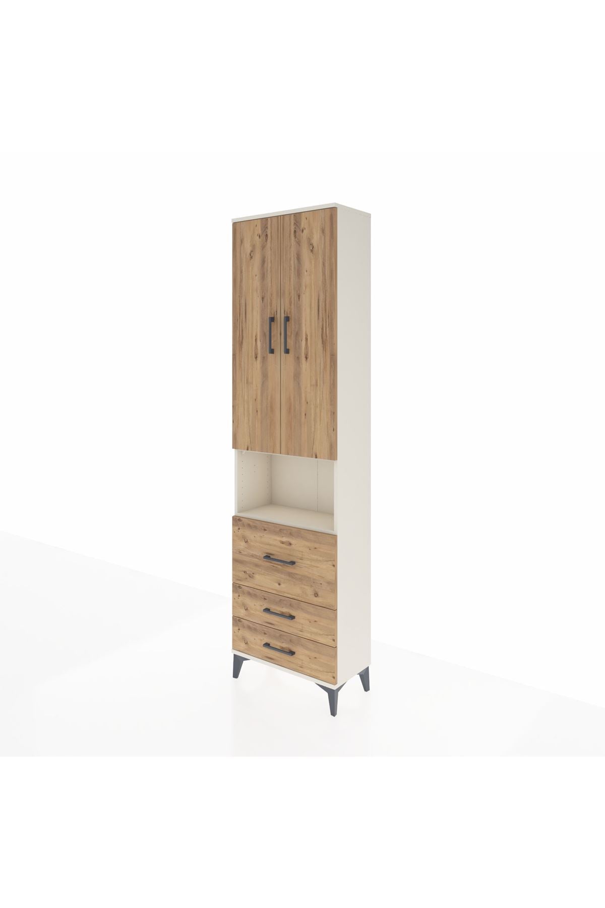 Arges Dolap 4 Raflı 3 Çekmeceli 2 Kapaklı 60x30x221 Aytaşı-Çam